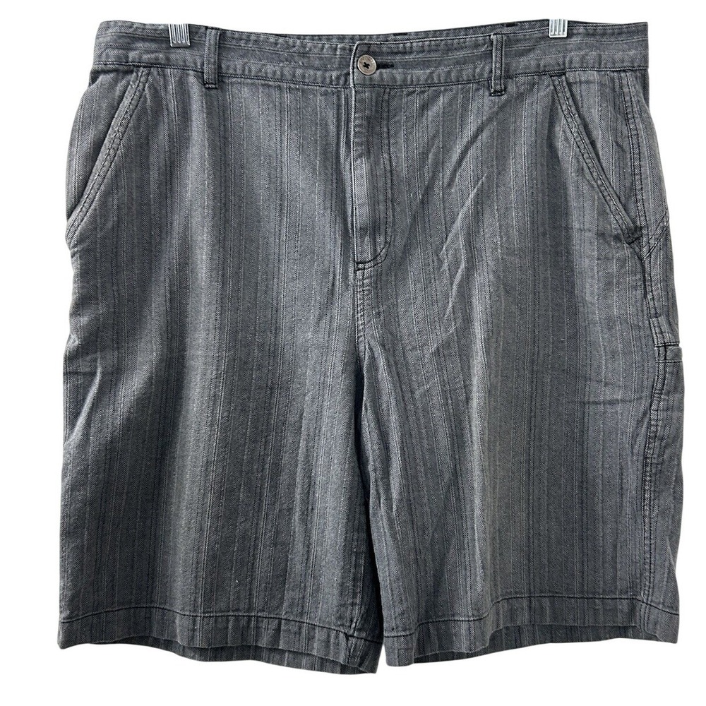 Retrofit‎ Herringbone Cotton Shorts 40 Gray Flat Front Casual Dadcore Gorpcore